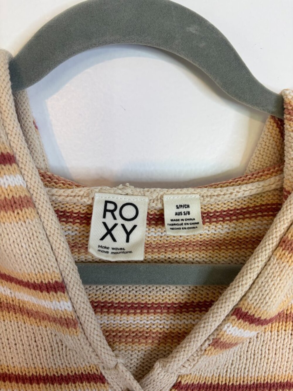 Roxy Side Swipe Poncho Hoodie In The Tapioca Retro Rays Stripe Colorway - Picture 4 of 6